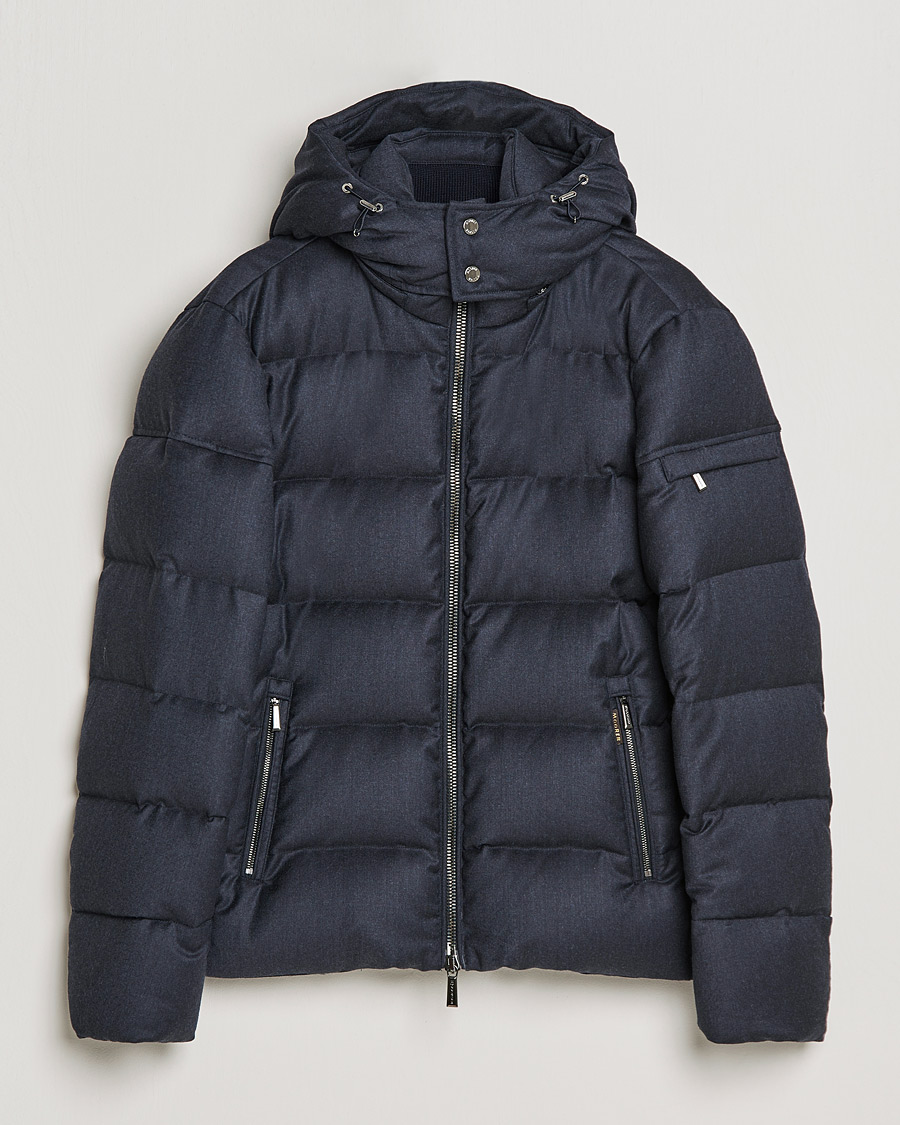 Mies | Takit | MooRER | Brett Wool/Cashmere Hooded Jacket Blue Grey
