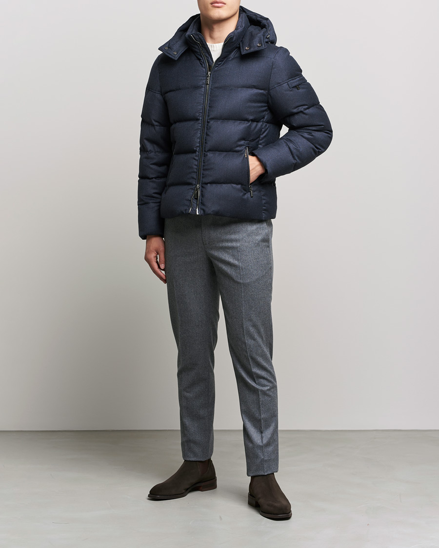 Mies | Takit | MooRER | Brett Wool/Cashmere Hooded Jacket Blue Grey