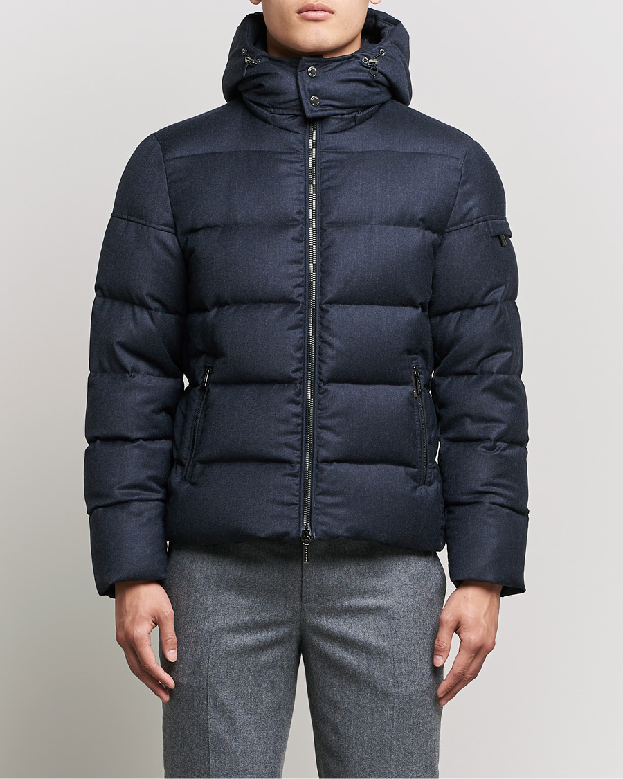 Mies | Takit | MooRER | Brett Wool/Cashmere Hooded Jacket Blue Grey