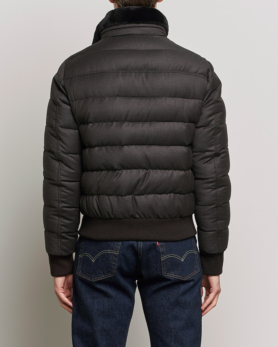 Mies | Takit | MooRER | Fantoni Wool/Cashmere Suede Bomber Jacket Dark Brown