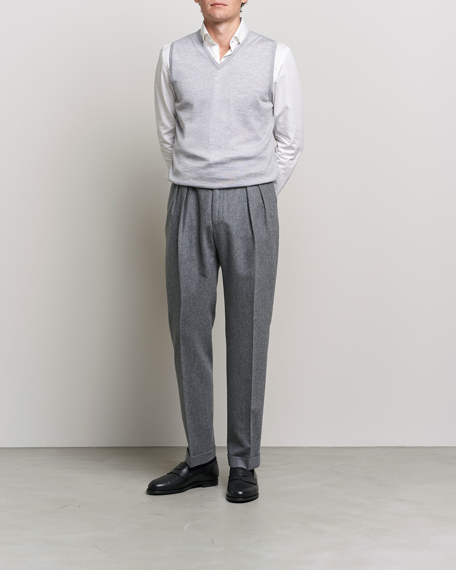 Mies | Puserot | Stenströms | Merino Slipover Light Grey
