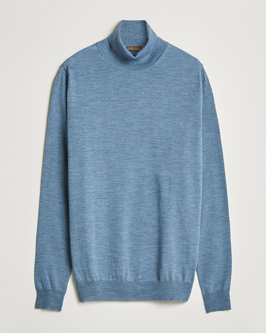 Mies | Puserot | Stenströms | Fine Merino Rollneck Light Blue