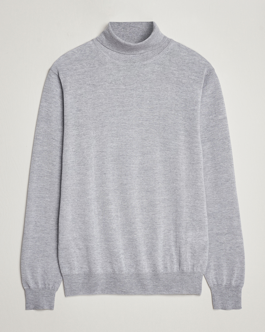 Mies | Puserot | Stenströms | Fine Merino Rollneck Light Grey