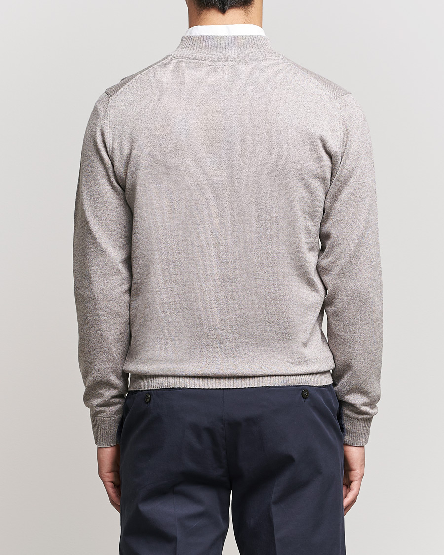 Mies | Puserot | Stenströms | Merino Wool Half Zip Beige Mouliné