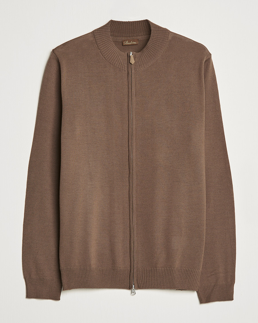 Mies | Puserot | Stenströms | Merino Full Zip Brown