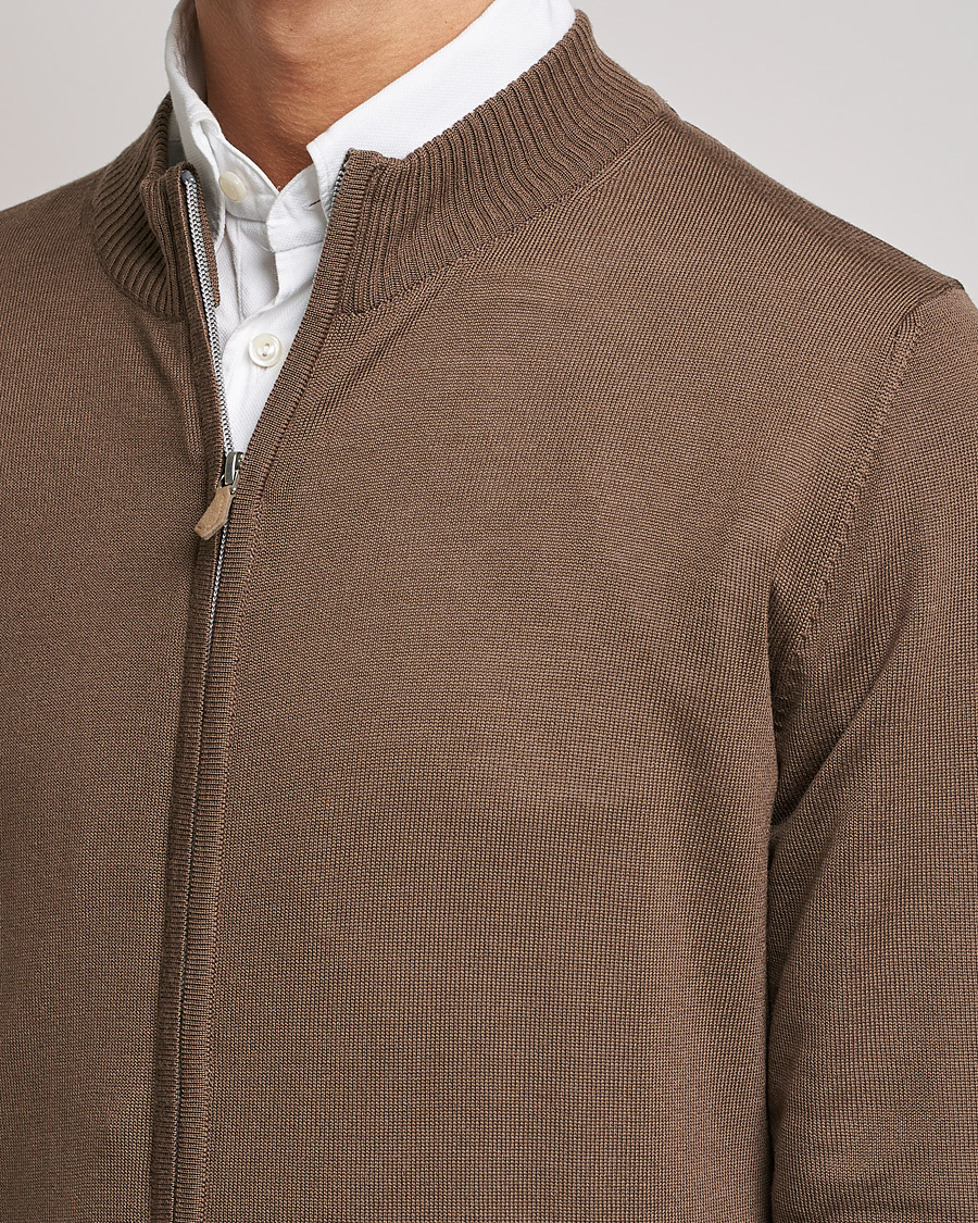 Mies | Puserot | Stenströms | Merino Full Zip Brown