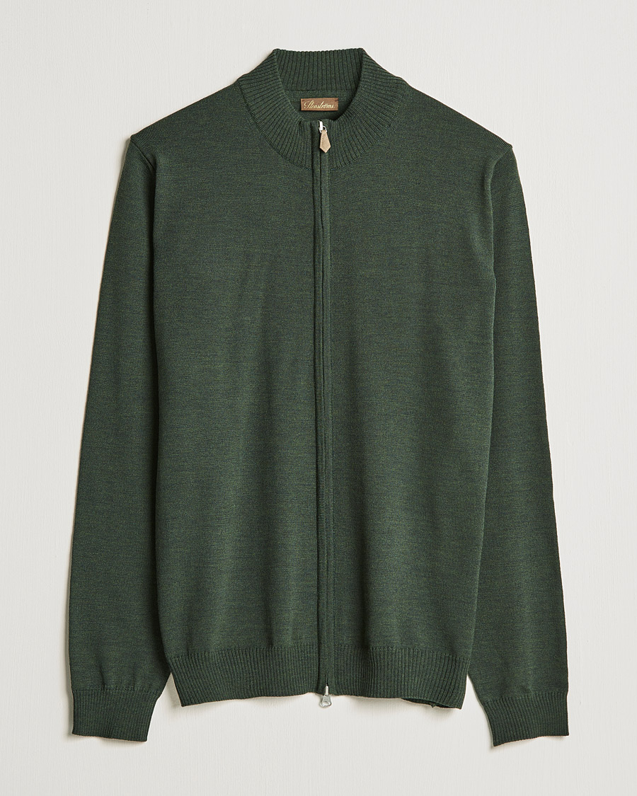 Mies | Puserot | Stenströms | Merino Full Zip Dark Green