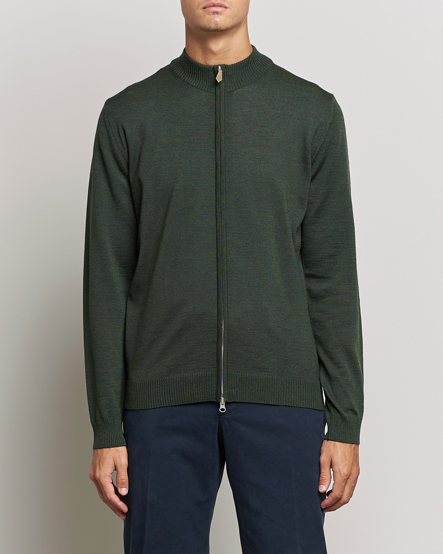 Mies | Puserot | Stenströms | Merino Full Zip Dark Green