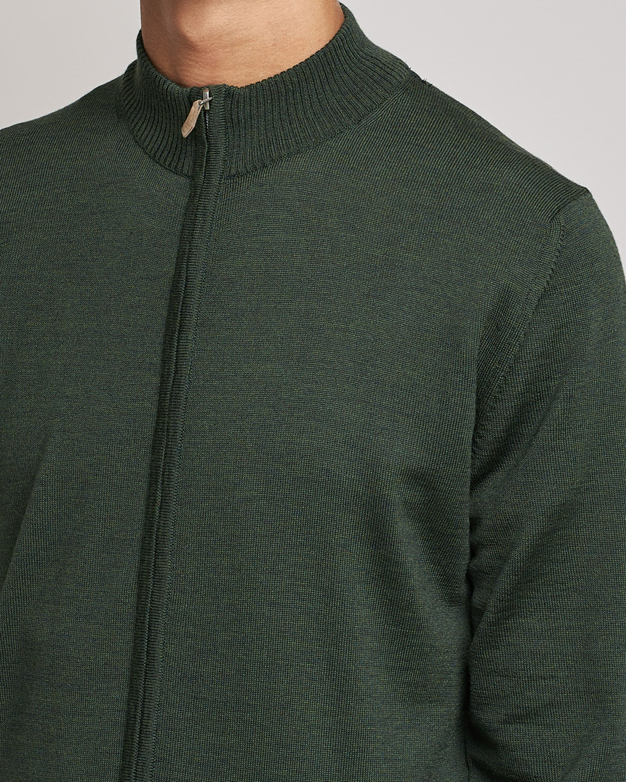 Mies | Puserot | Stenströms | Merino Full Zip Dark Green