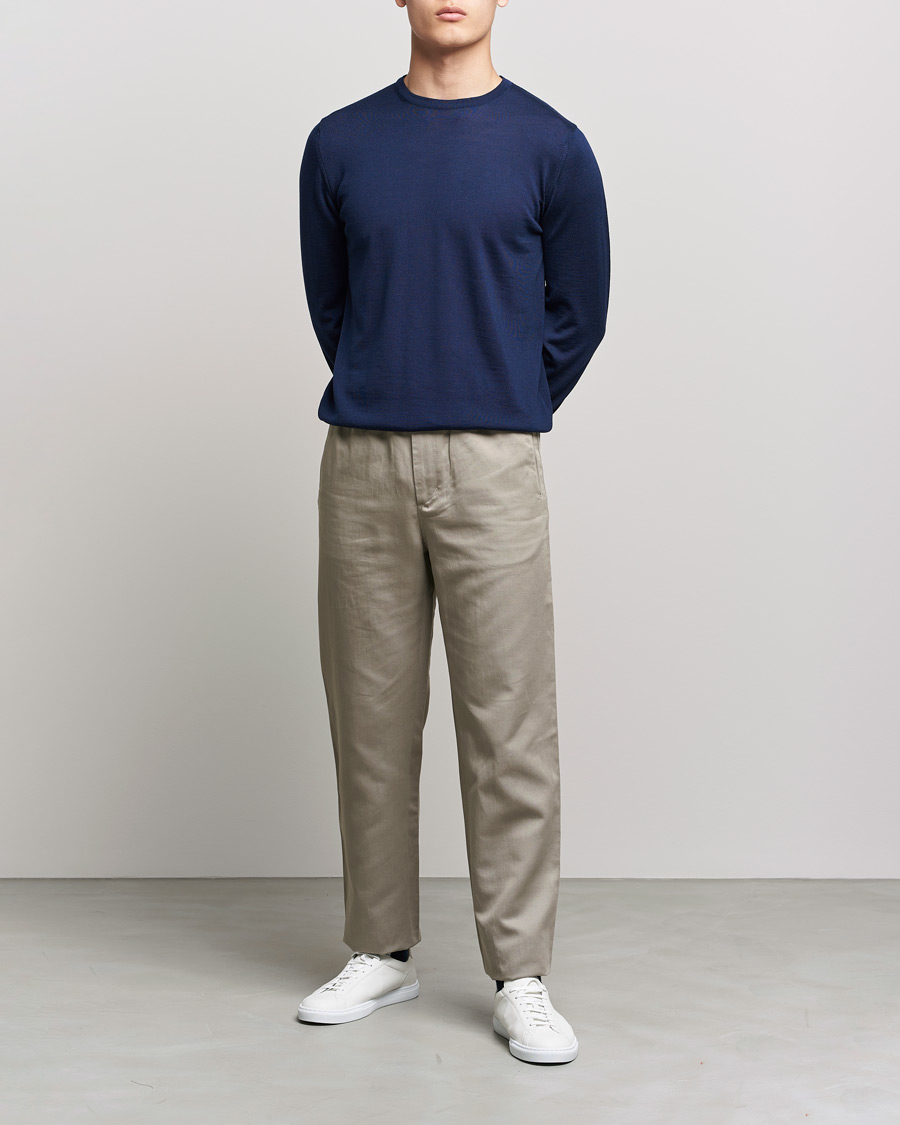 Mies | Puserot | Stenströms | Merino Crew Neck Navy