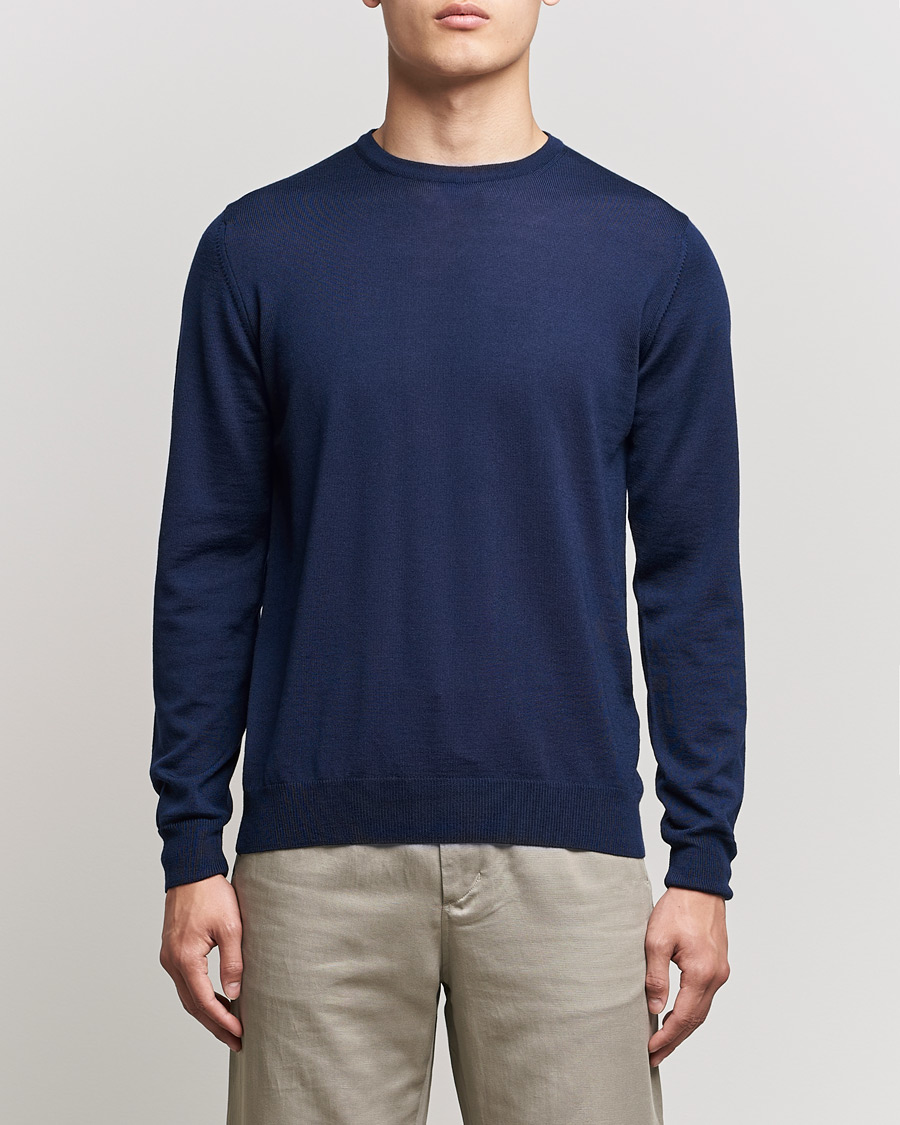 Mies | Puserot | Stenströms | Merino Crew Neck Navy