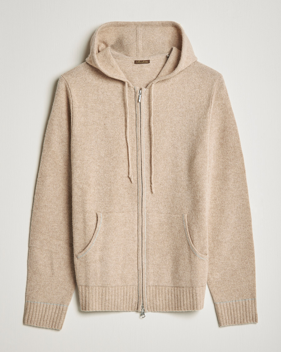Mies | Puserot | Stenströms | Yak/Merino Full Zip Hoodie Beige