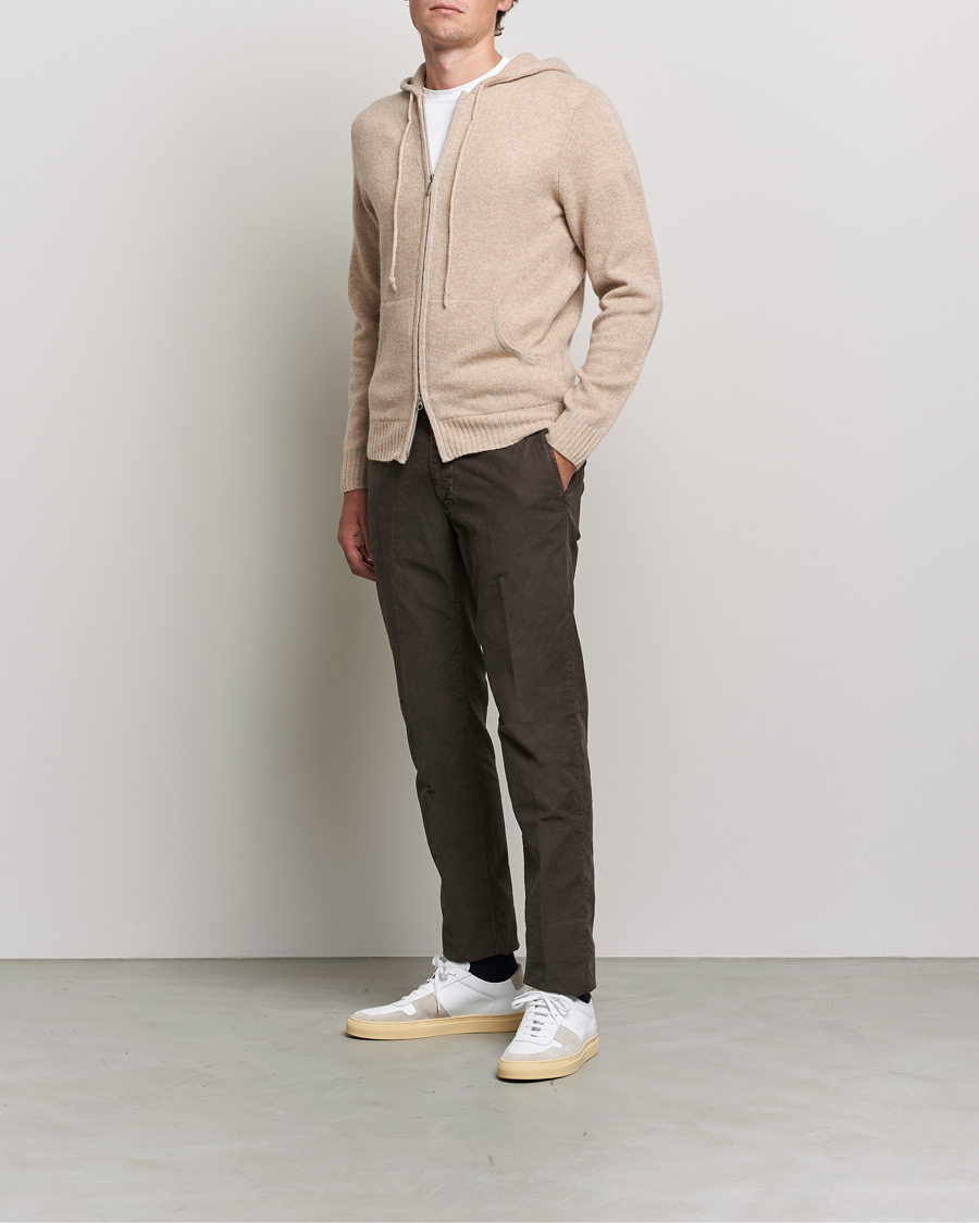 Mies | Puserot | Stenströms | Yak/Merino Full Zip Hoodie Beige