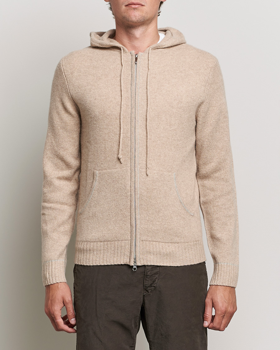 Mies | Puserot | Stenströms | Yak/Merino Full Zip Hoodie Beige