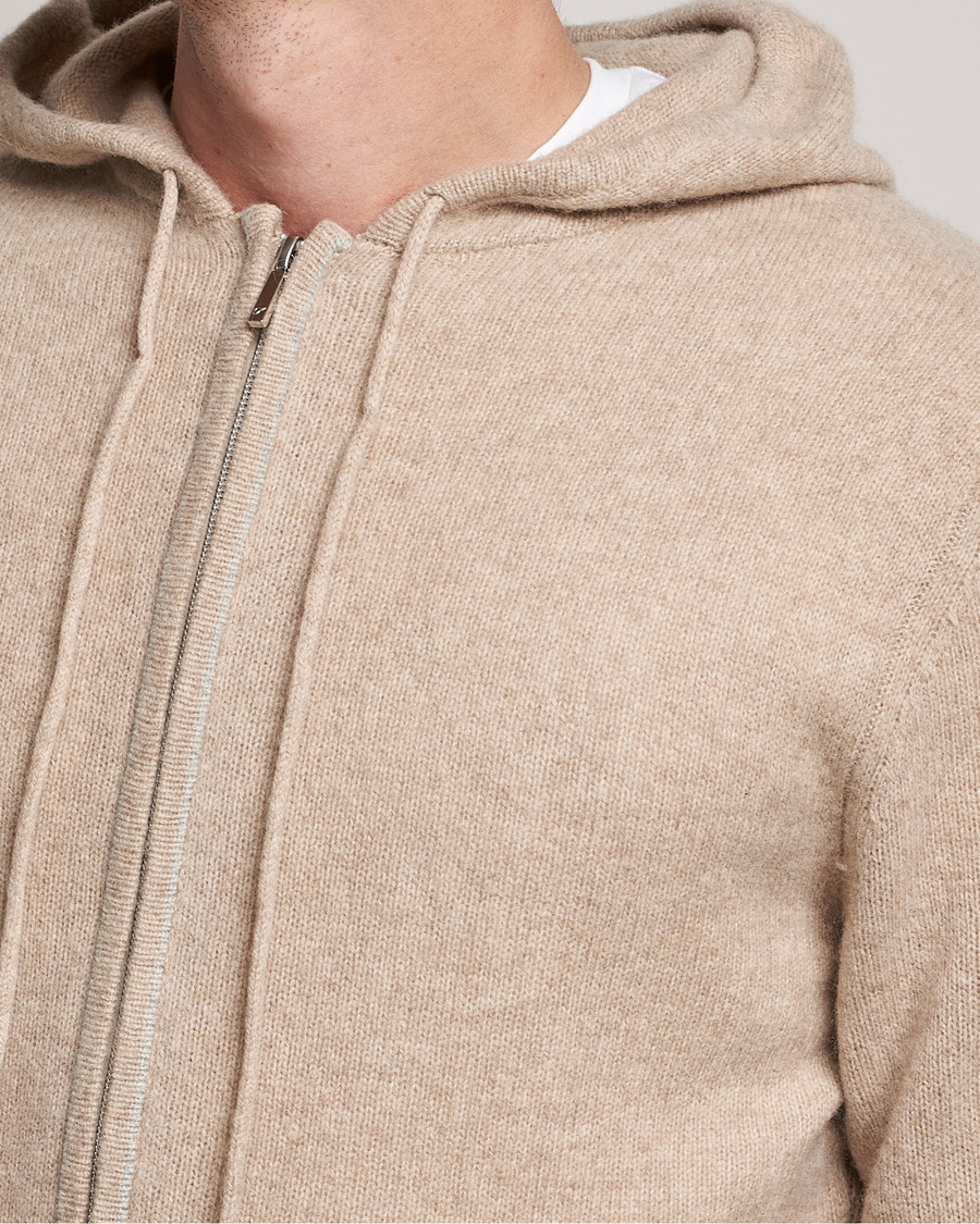Mies | Puserot | Stenströms | Yak/Merino Full Zip Hoodie Beige