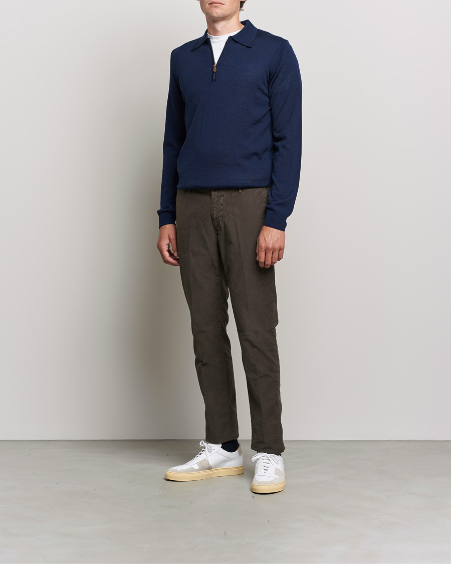 Mies | Puserot | Stenströms | Merino Half Zip Polo Navy