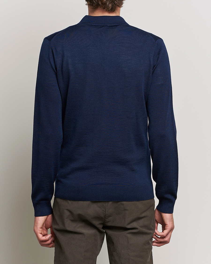 Mies | Puserot | Stenströms | Merino Half Zip Polo Navy