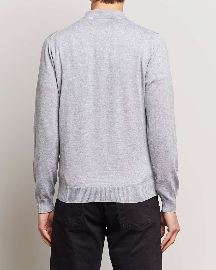 Mies | Puserot | Stenströms | Merino Wool Zip Polo Light Grey