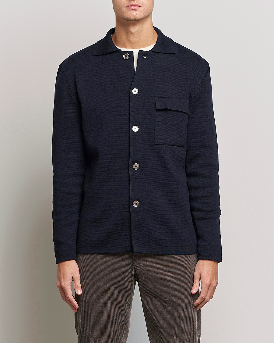 Mies | Puserot | Stenströms | Merino Chest Pocket Cardigan Navy
