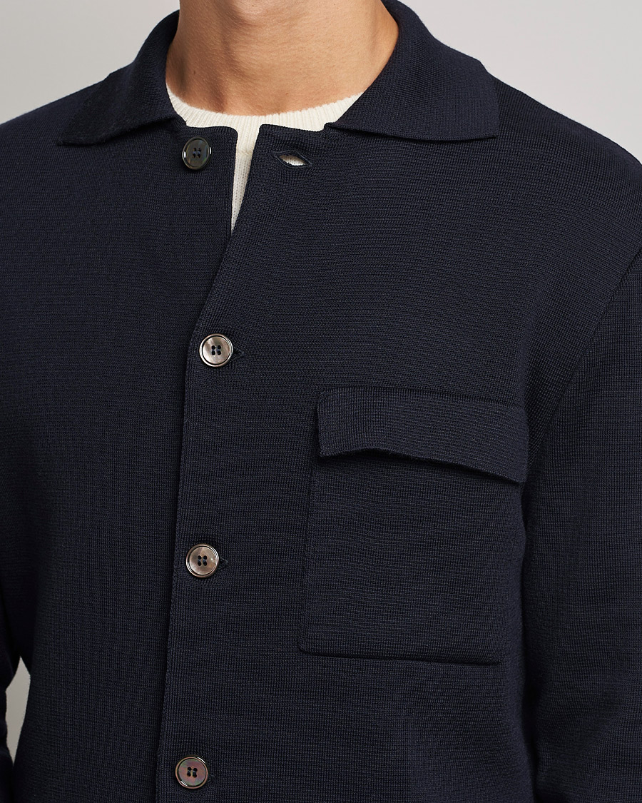 Mies | Puserot | Stenströms | Merino Chest Pocket Cardigan Navy