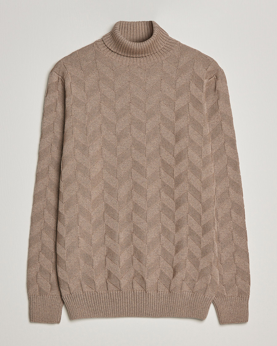 Mies | Puserot | Stenströms | Chunky Merino Structured Rollneck Camel
