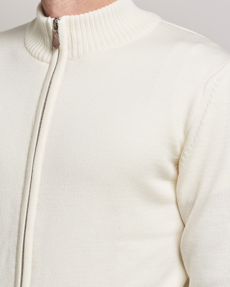 Mies | Puserot | Stenströms | Chunky Merino Full Zip Cardigan Creme White