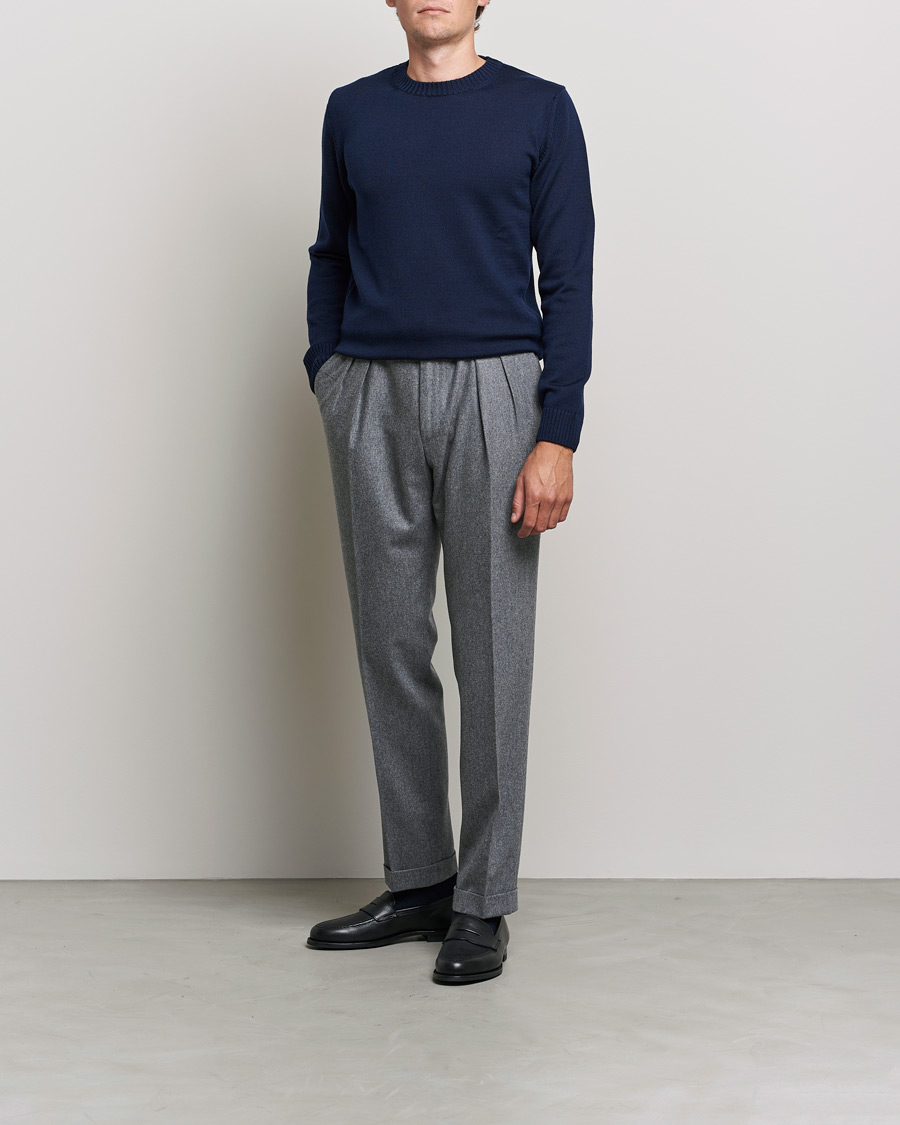 Mies | Puserot | Stenströms | Chunky Merino Crew Neck Navy