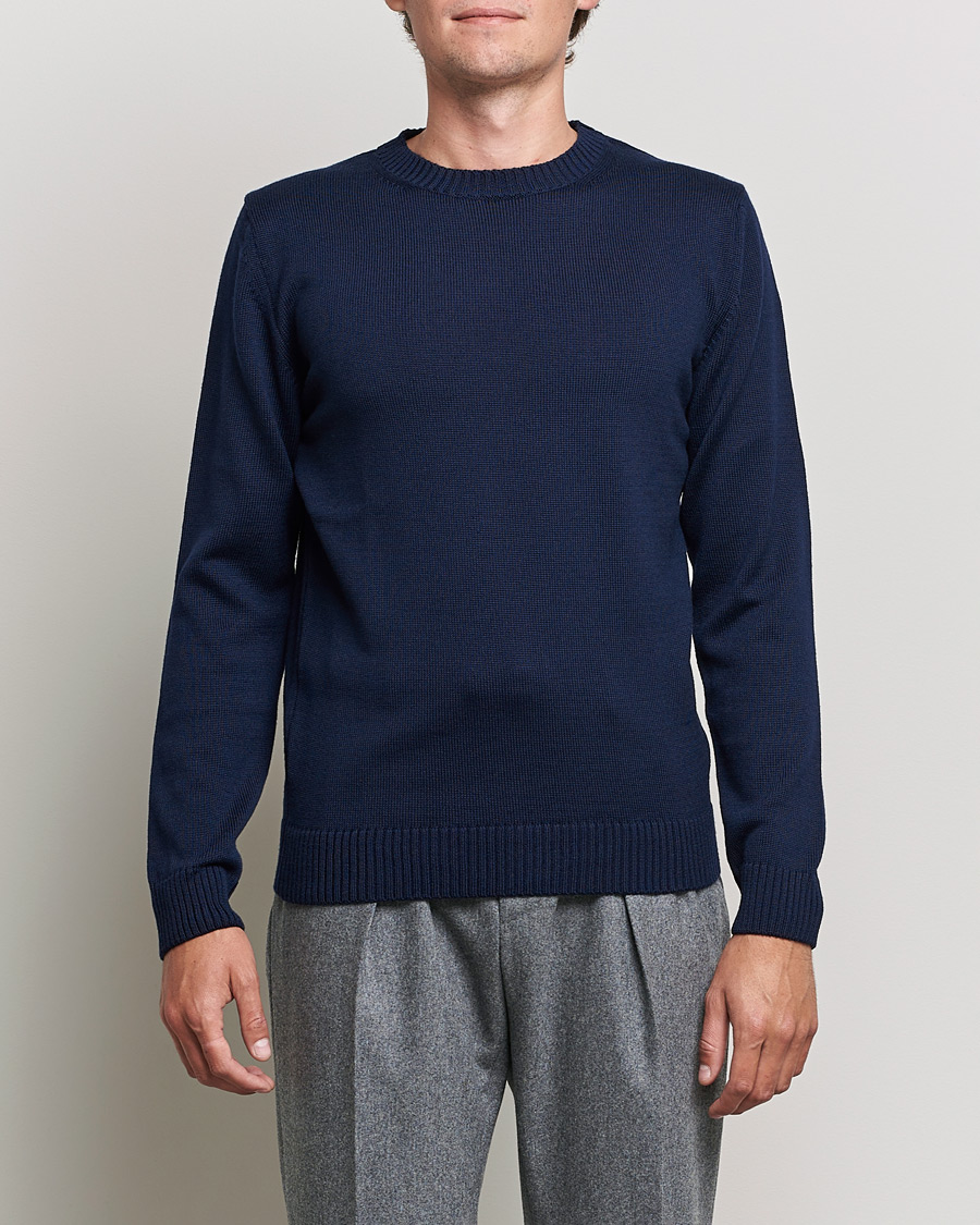 Mies | Puserot | Stenströms | Chunky Merino Crew Neck Navy