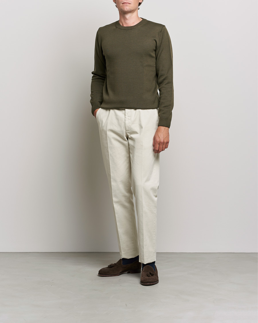 Mies | Business & Beyond | Stenströms | Chunky Merino Crew Neck Forest Green