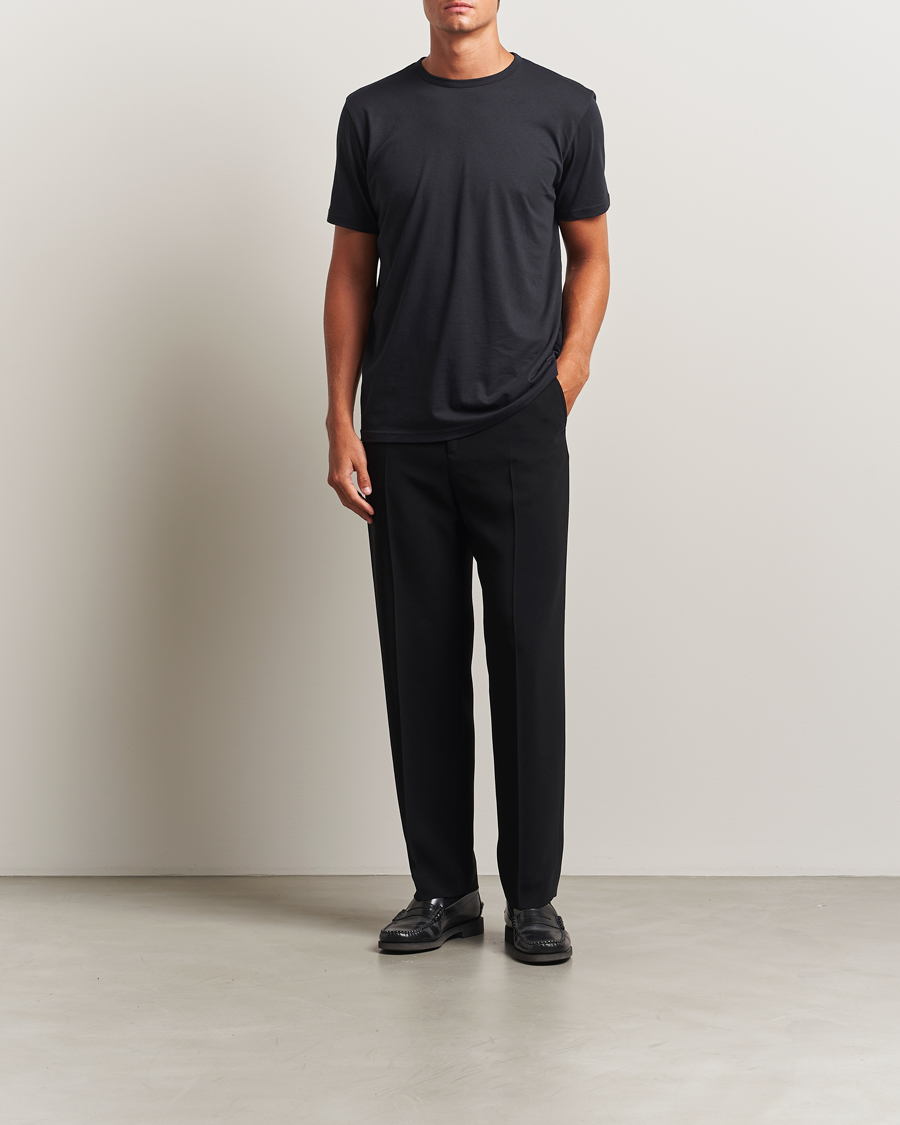 Mies | T-paidat | Stenströms | Solid Cotton T-Shirt Black