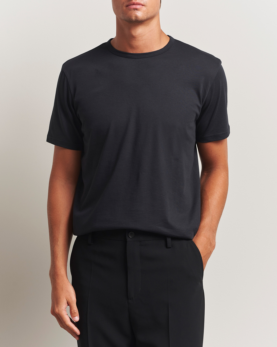 Mies | T-paidat | Stenströms | Solid Cotton T-Shirt Black