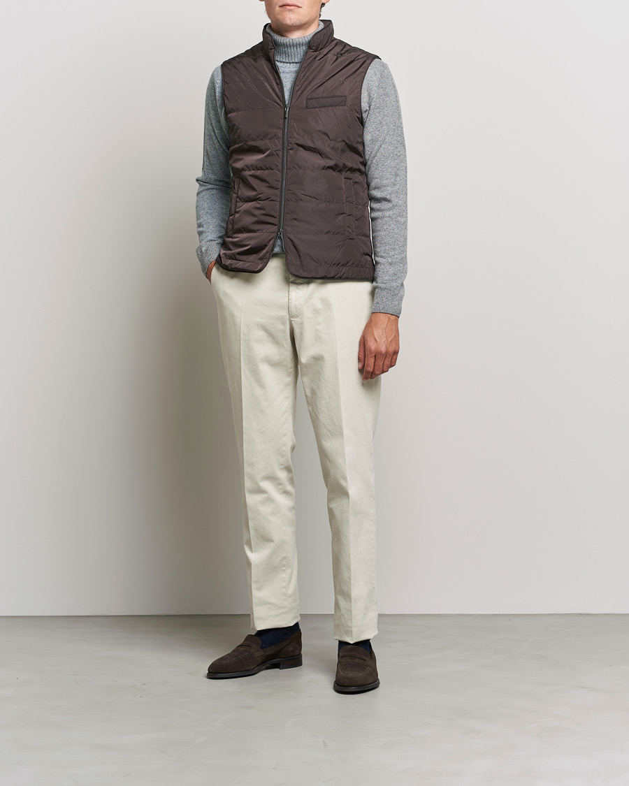 Mies | Takit | Stenströms | Padded Nylon Vest Brown