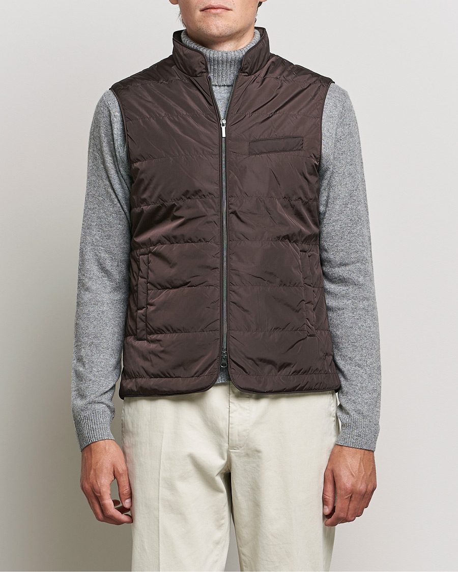 Mies | Takit | Stenströms | Padded Nylon Vest Brown