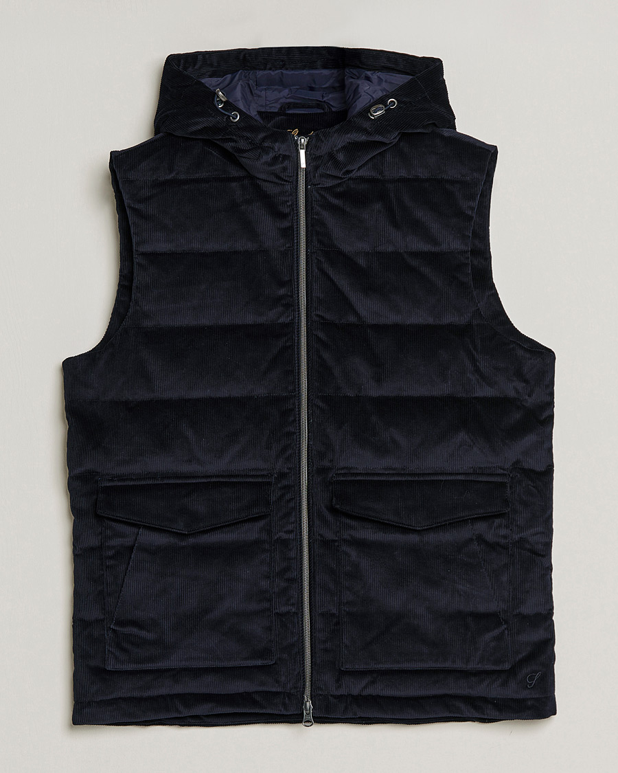 Mies | Takit | Stenströms | Hooded Corduroy Vest Navy