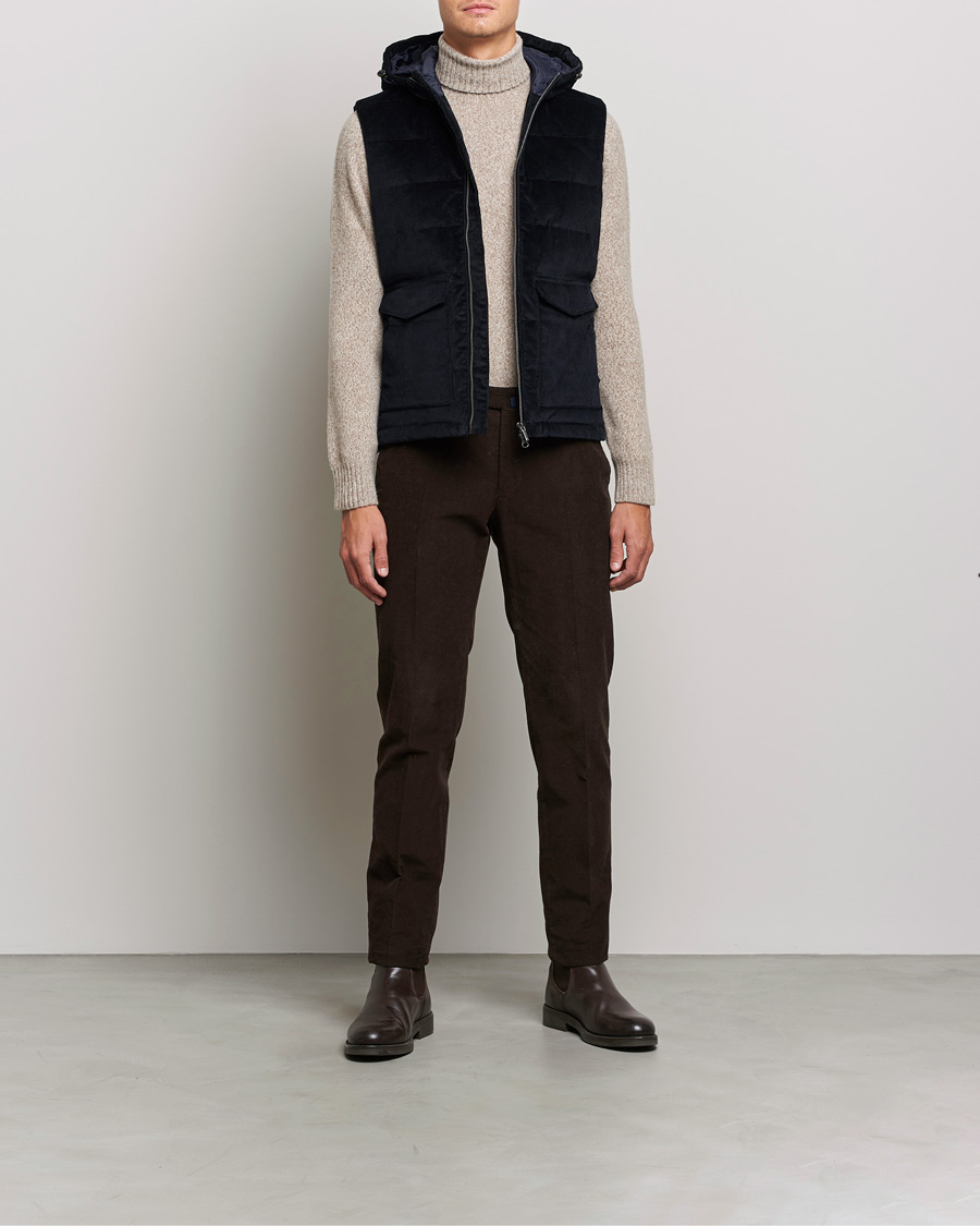 Mies | Takit | Stenströms | Hooded Corduroy Vest Navy