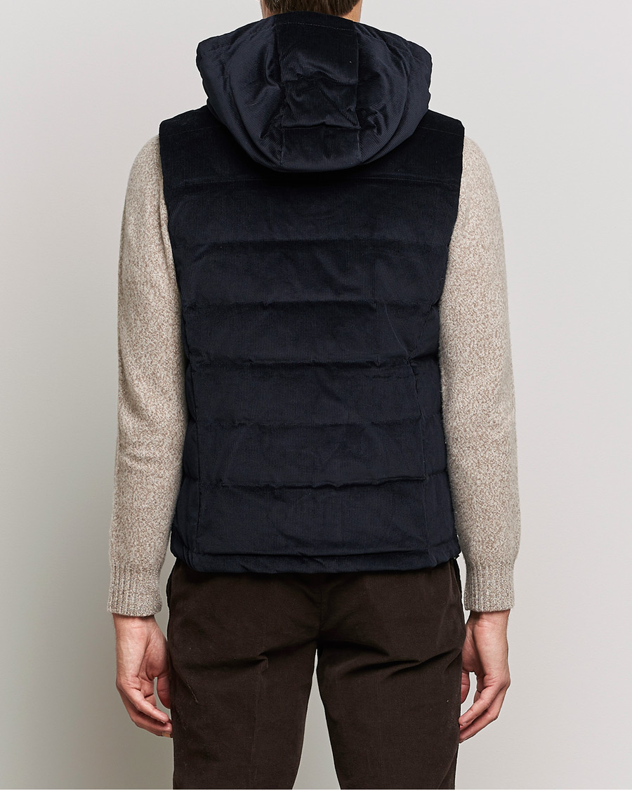 Mies | Takit | Stenströms | Hooded Corduroy Vest Navy