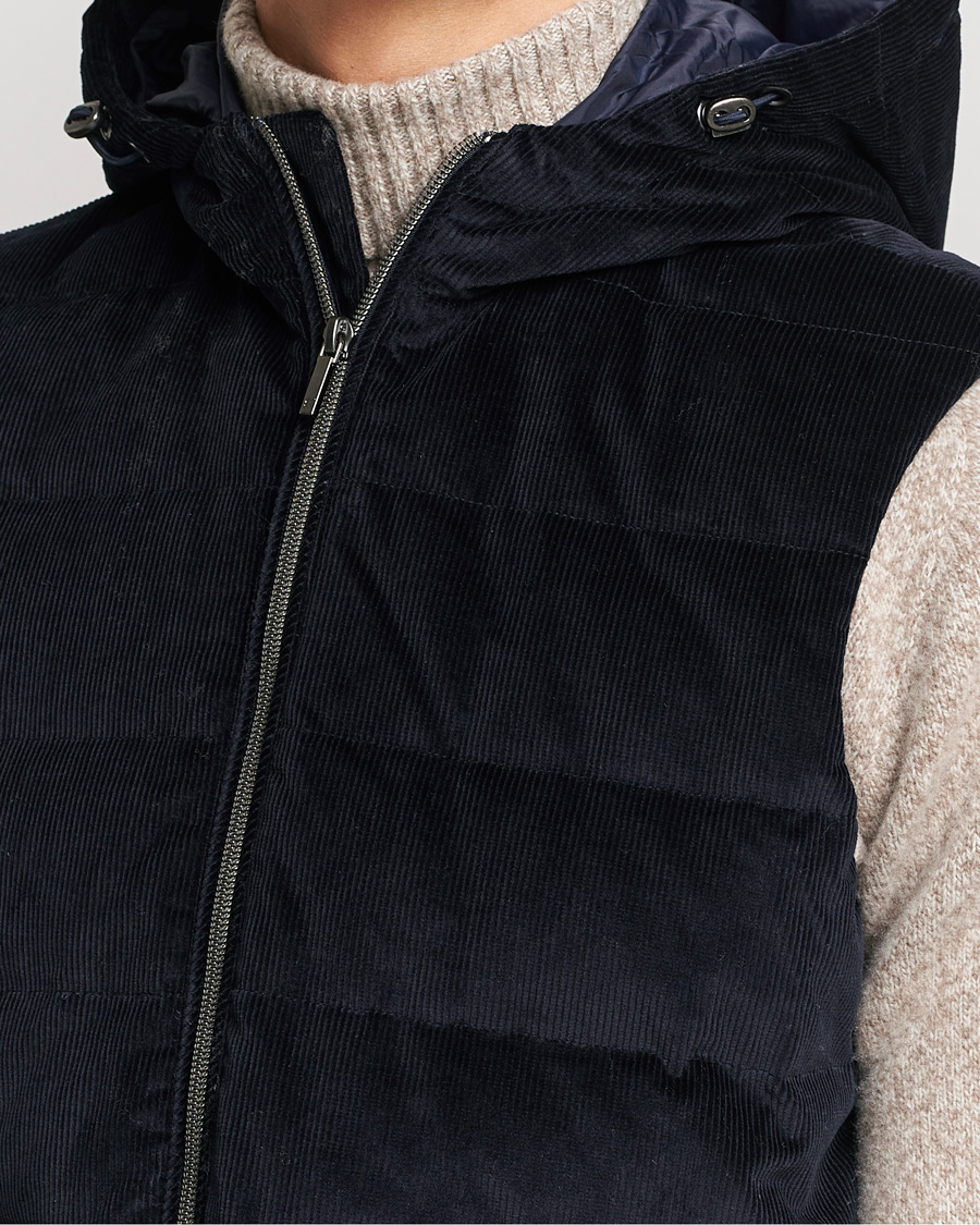Mies | Takit | Stenströms | Hooded Corduroy Vest Navy