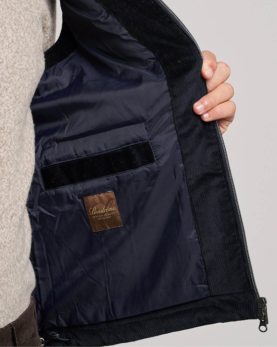 Mies | Takit | Stenströms | Hooded Corduroy Vest Navy