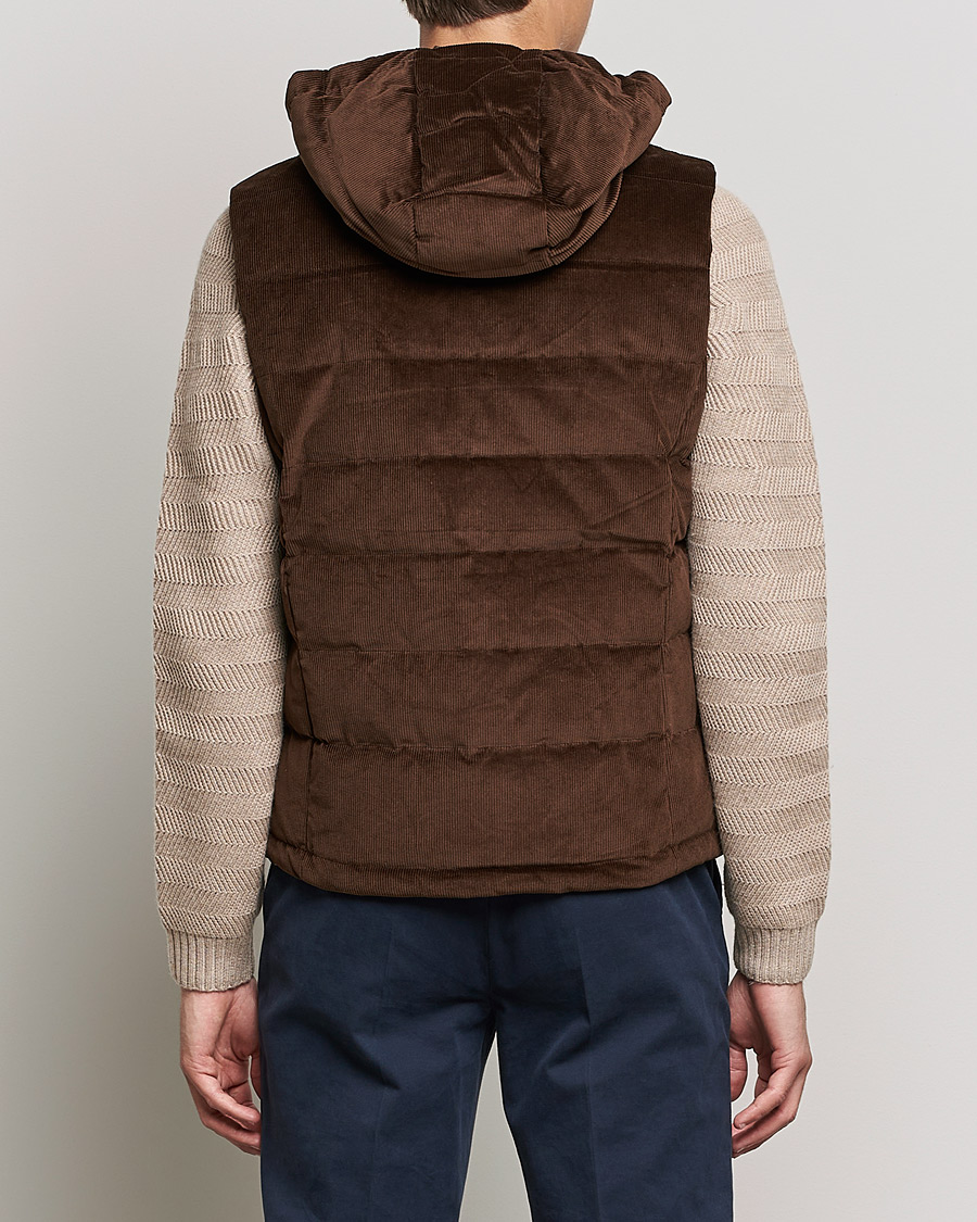 Mies | Takit | Stenströms | Hooded Corduroy Vest Brown