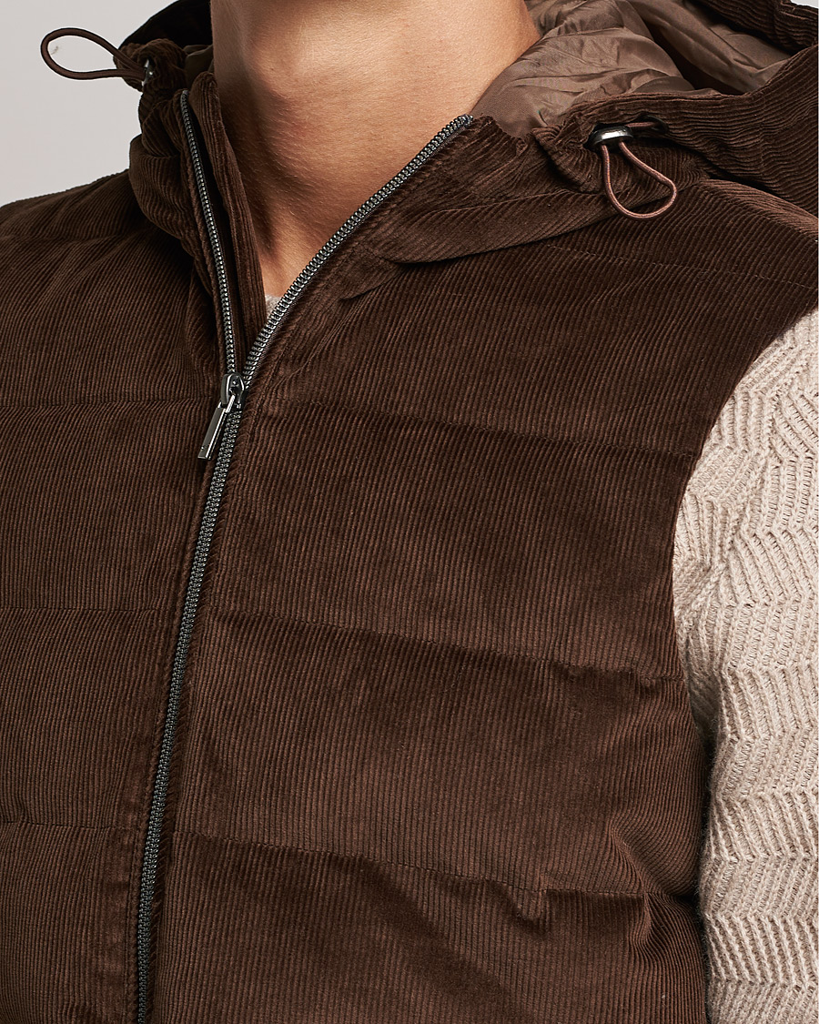 Mies | Takit | Stenströms | Hooded Corduroy Vest Brown