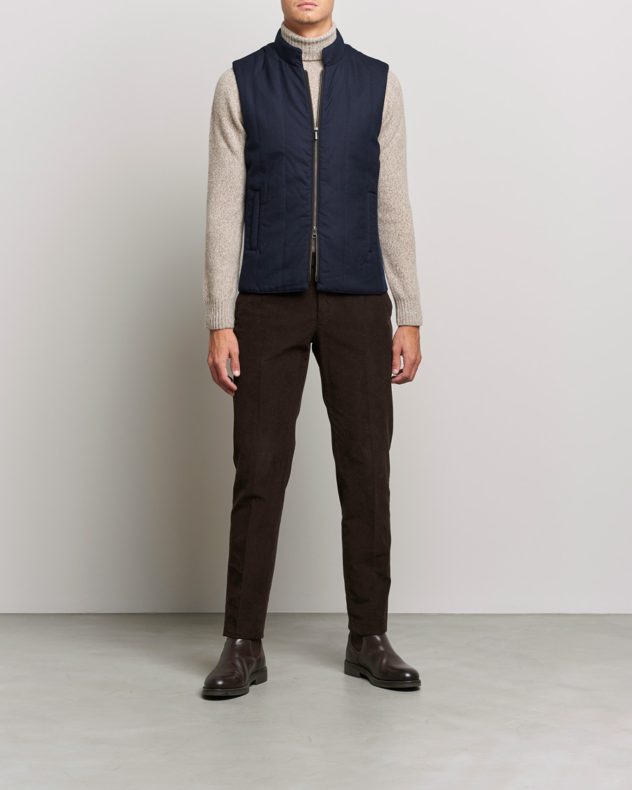 Mies | Takit | Stenströms | Hybrid Flannel Vest Navy