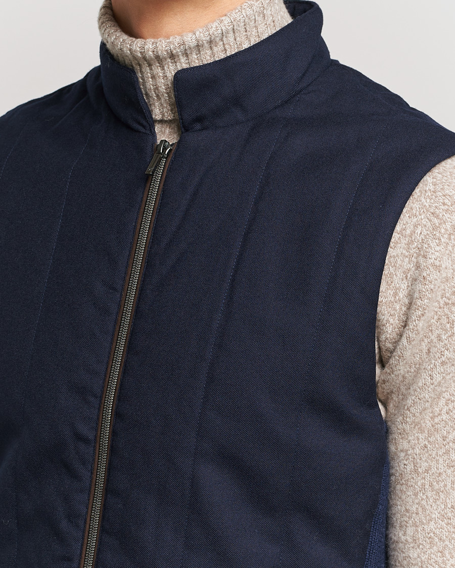 Mies | Takit | Stenströms | Hybrid Flannel Vest Navy