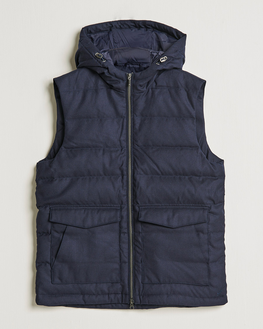 Mies | Takit | Stenströms | Hooded Flannel Vest Navy
