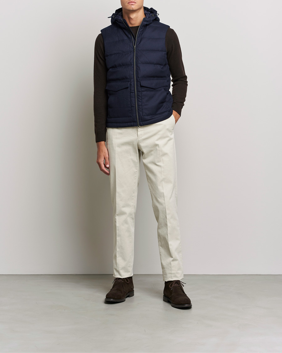 Mies | Takit | Stenströms | Hooded Flannel Vest Navy