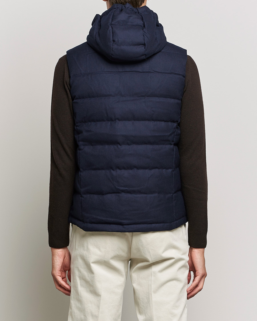 Mies | Takit | Stenströms | Hooded Flannel Vest Navy