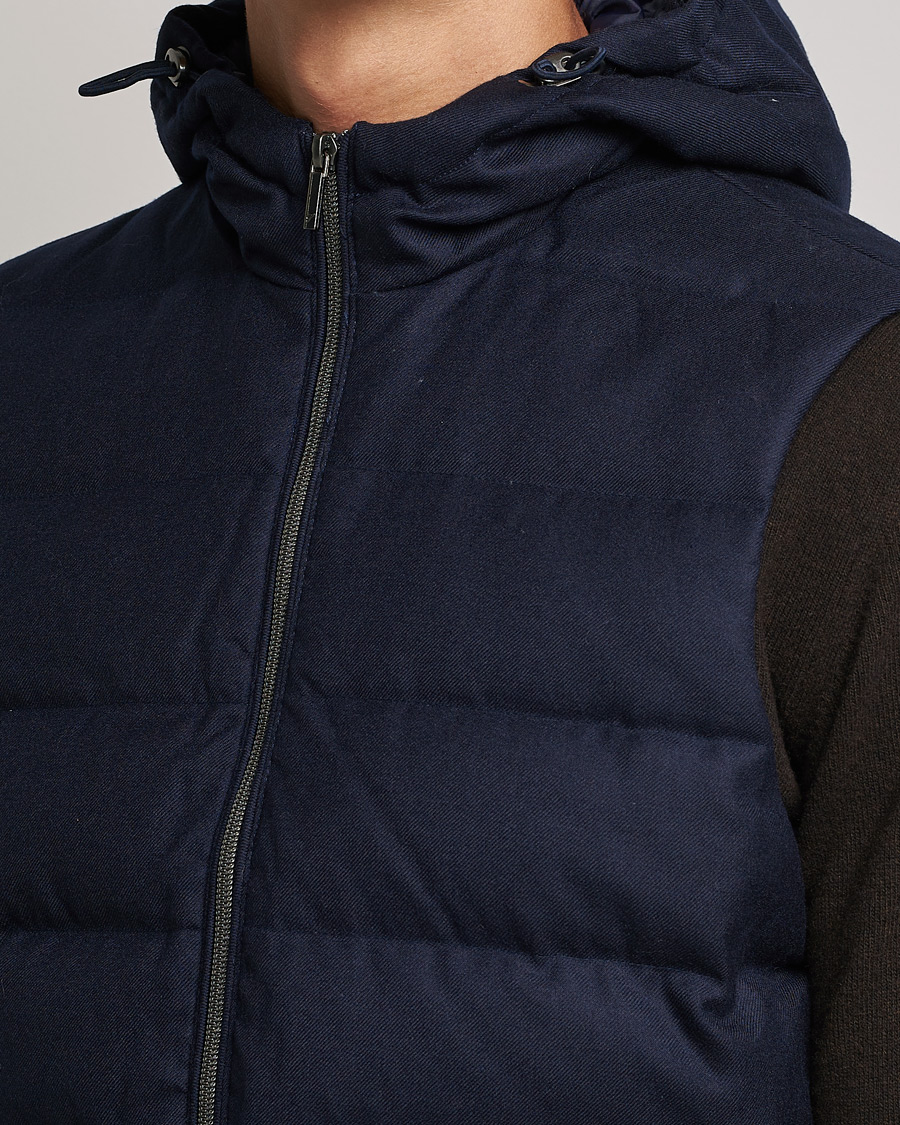 Mies | Takit | Stenströms | Hooded Flannel Vest Navy