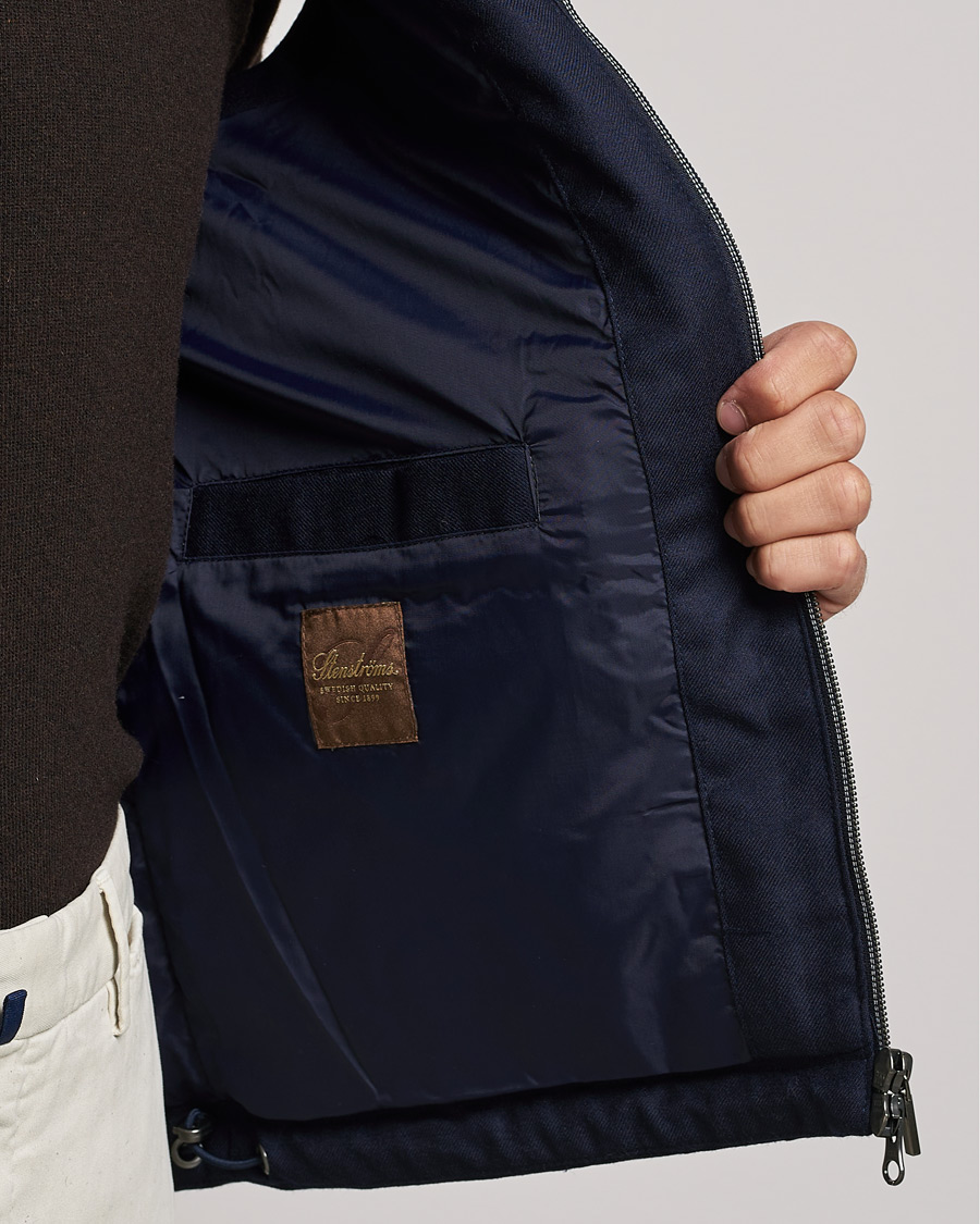 Mies | Takit | Stenströms | Hooded Flannel Vest Navy