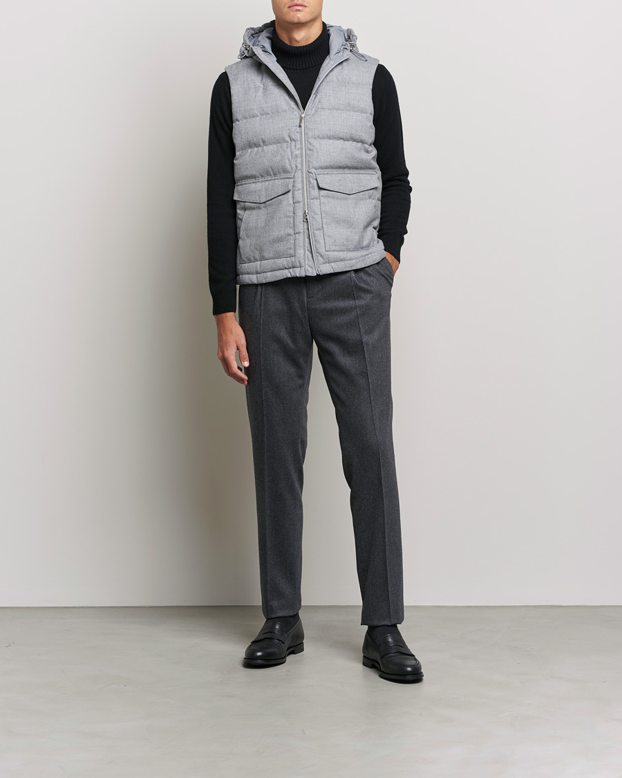 Mies | Takit | Stenströms | Hooded Flannel Vest Grey