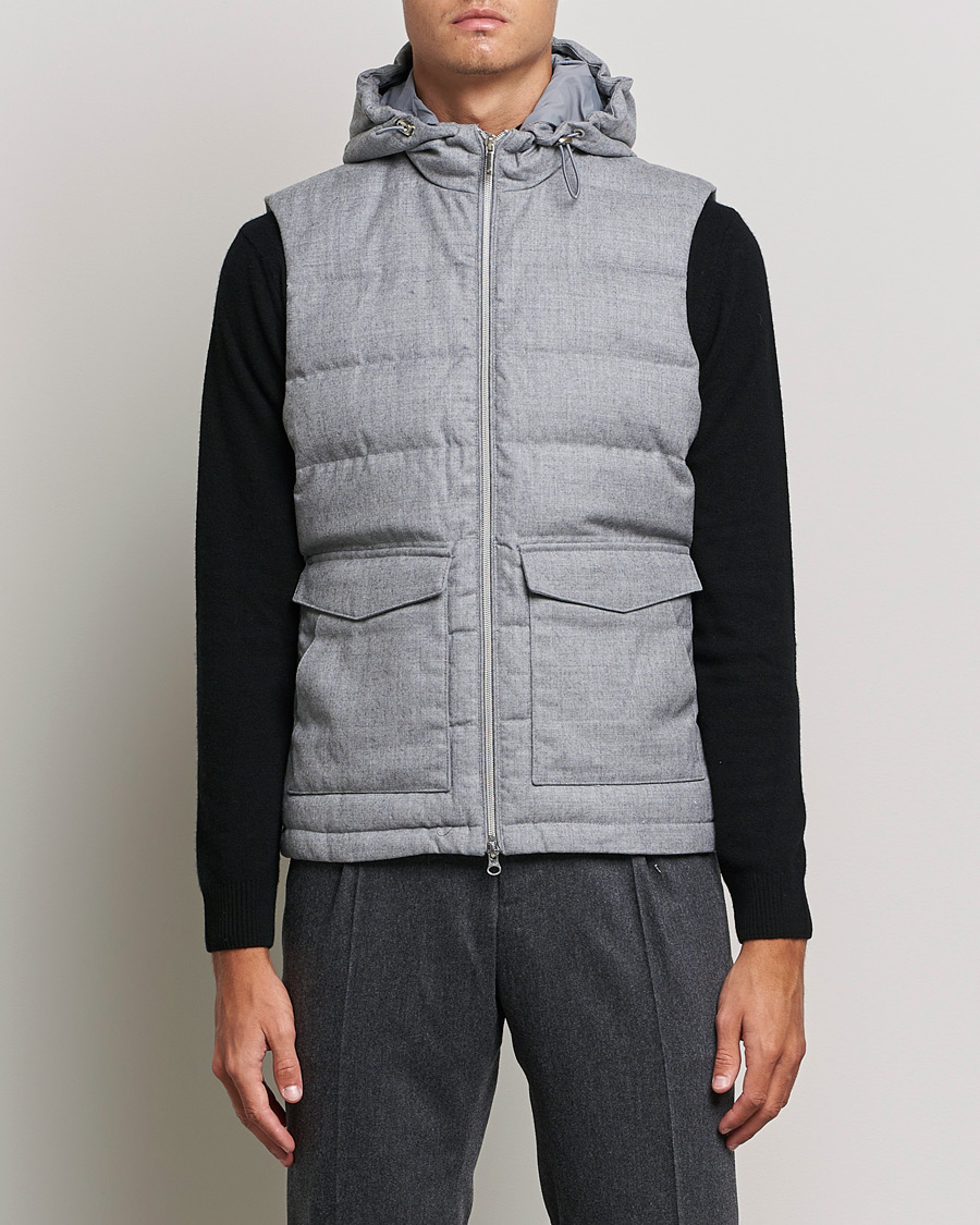 Mies | Takit | Stenströms | Hooded Flannel Vest Grey