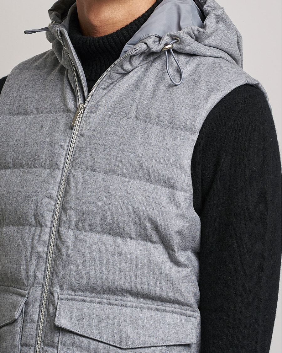Mies | Takit | Stenströms | Hooded Flannel Vest Grey